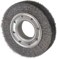 Osborn - 6" OD, 2" Arbor Hole, Crimped Steel Wheel Brush - 1-1/4" Face Width, 1" Trim Length, 0.008" Filament Diam, 6,000 RPM - A1 Tooling