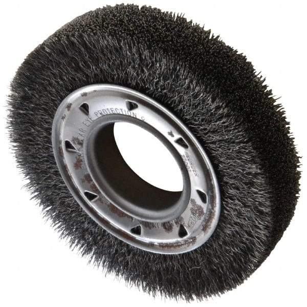 Osborn - 6" OD, 2" Arbor Hole, Crimped Steel Wheel Brush - 1-1/4" Face Width, 1" Trim Length, 0.0118" Filament Diam, 6,000 RPM - A1 Tooling