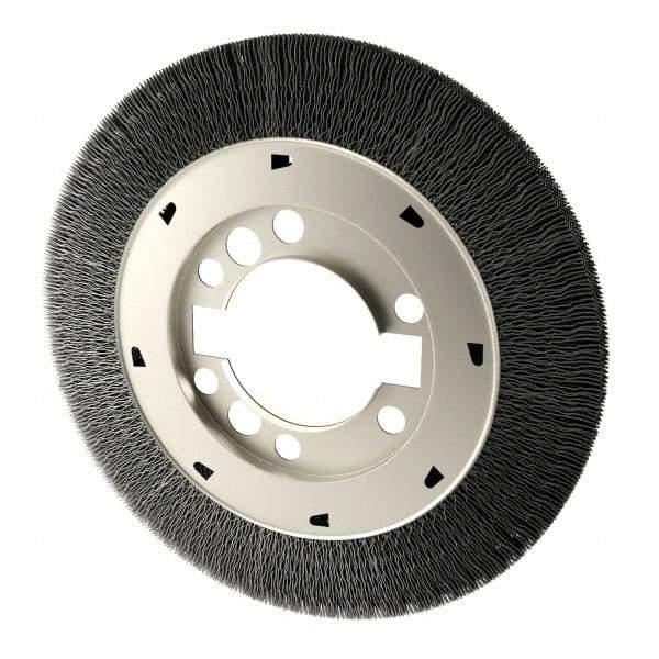 Osborn - 8" OD, 2" Arbor Hole, Crimped Steel Wheel Brush - 1-1/2" Face Width, 1-1/2" Trim Length, 0.008" Filament Diam, 4,500 RPM - A1 Tooling