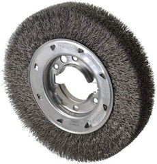 Osborn - 8" OD, 2" Arbor Hole, Crimped Steel Wheel Brush - 1-1/2" Face Width, 1-1/2" Trim Length, 0.0118" Filament Diam, 4,500 RPM - A1 Tooling