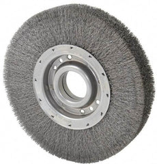 Osborn - 10" OD, 2" Arbor Hole, Crimped Steel Wheel Brush - 2" Face Width, 2-1/8" Trim Length, 0.01" Filament Diam, 3,600 RPM - A1 Tooling