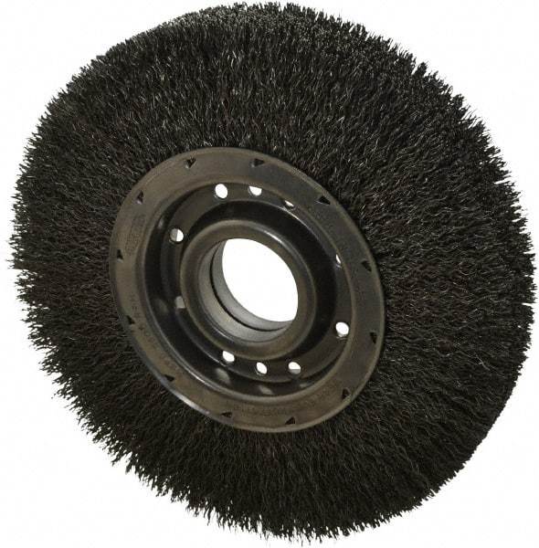 Osborn - 10" OD, 2" Arbor Hole, Crimped Steel Wheel Brush - 2" Face Width, 2-1/8" Trim Length, 0.02" Filament Diam, 3,600 RPM - A1 Tooling