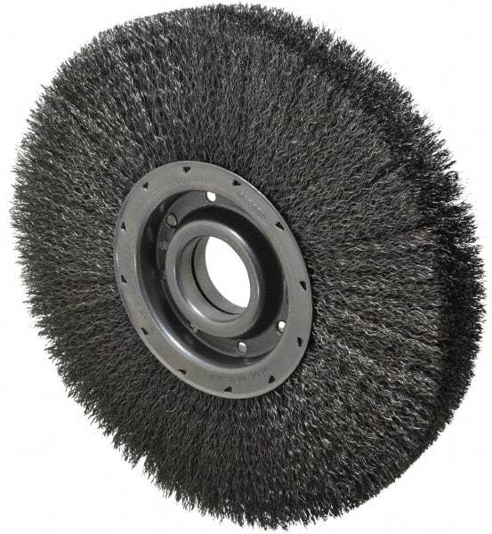 Osborn - 12" OD, 2" Arbor Hole, Crimped Steel Wheel Brush - 2" Face Width, 2-1/8" Trim Length, 0.014" Filament Diam, 3,600 RPM - A1 Tooling