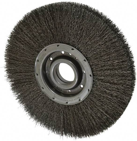 Osborn - 12" OD, 2" Arbor Hole, Crimped Steel Wheel Brush - 2" Face Width, 3-1/4" Trim Length, 0.02" Filament Diam, 3,600 RPM - A1 Tooling