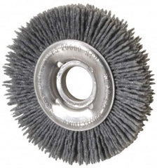 Osborn - 4" OD, 5/8" Arbor Hole, Crimped Nylon Wheel Brush - 1/2" Face Width, 5/8" Trim Length, 20,000 RPM - A1 Tooling