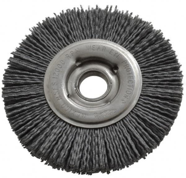 Osborn - 4" OD, 5/8" Arbor Hole, Crimped Nylon Wheel Brush - 5/8" Face Width, 3/4" Trim Length, 12,000 RPM - A1 Tooling