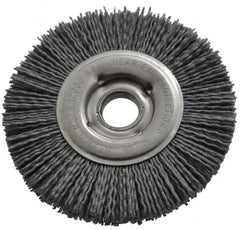 Osborn - 4" OD, 5/8" Arbor Hole, Crimped Nylon Wheel Brush - 5/8" Face Width, 3/4" Trim Length, 12,000 RPM - A1 Tooling