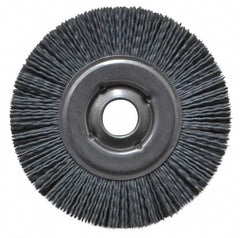 Osborn - 4" OD, 5/8" Arbor Hole, Crimped Nylon Wheel Brush - 5/8" Face Width, 3/4" Trim Length, 12,000 RPM - A1 Tooling