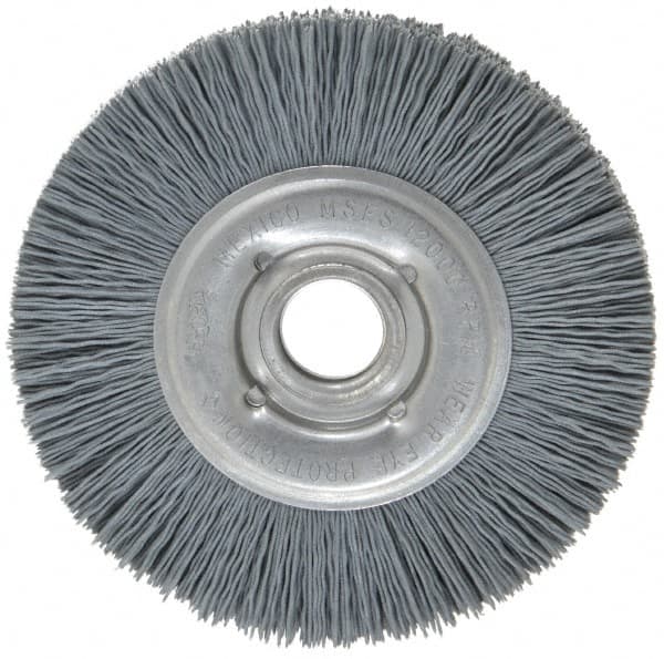 Osborn - 4" OD, 5/8" Arbor Hole, Crimped Nylon Wheel Brush - 5/8" Face Width, 3/4" Trim Length, 12,000 RPM - A1 Tooling