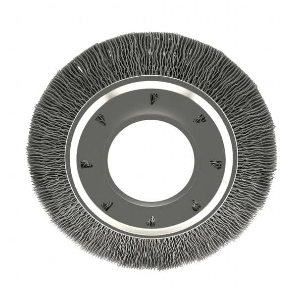 Osborn - 6" OD, 2" Arbor Hole, Crimped Nylon Wheel Brush - 7/8" Face Width, 1-1/16" Trim Length, 6,000 RPM - A1 Tooling