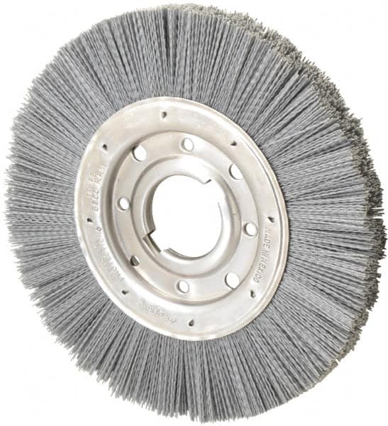 Osborn - 10" OD, 2" Arbor Hole, Crimped Nylon Wheel Brush - 1" Face Width, 2-1/16" Trim Length, 3,600 RPM - A1 Tooling