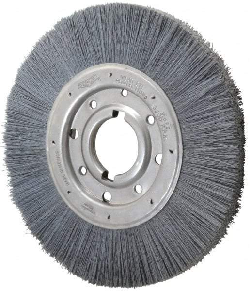 Osborn - 10" OD, 2" Arbor Hole, Crimped Nylon Wheel Brush - 1" Face Width, 2-1/16" Trim Length, 3,600 RPM - A1 Tooling