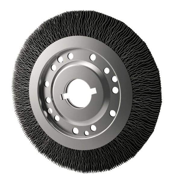 Osborn - 12" OD, 2" Arbor Hole, Crimped Nylon Wheel Brush - 1" Face Width, 2-1/8" Trim Length, 3,000 RPM - A1 Tooling