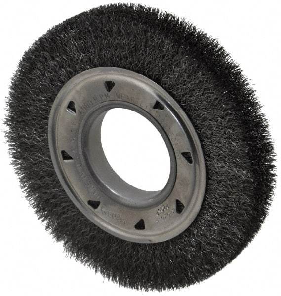 Osborn - 6" OD, 2" Arbor Hole, Crimped Steel Wheel Brush - 7/8" Face Width, 1" Trim Length, 0.008" Filament Diam, 6,000 RPM - A1 Tooling