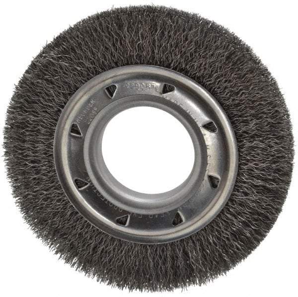 Osborn - 6" OD, 2" Arbor Hole, Crimped Steel Wheel Brush - 7/8" Face Width, 1" Trim Length, 0.0118" Filament Diam, 6,000 RPM - A1 Tooling