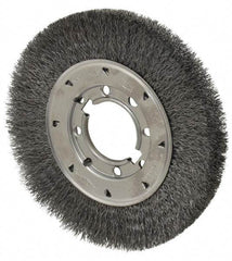 Osborn - 8" OD, 2" Arbor Hole, Crimped Steel Wheel Brush - 5/8" Face Width, 1-1/2" Trim Length, 0.0118" Filament Diam, 4,500 RPM - A1 Tooling