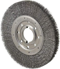 Osborn - 10" OD, 2" Arbor Hole, Crimped Steel Wheel Brush - 1-1/4" Face Width, 2" Trim Length, 0.0118" Filament Diam, 3,600 RPM - A1 Tooling