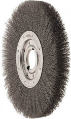 Osborn - 12" OD, 2" Arbor Hole, Crimped Steel Wheel Brush - 1-1/8" Face Width, 3" Trim Length, 0.014" Filament Diam, 3,000 RPM - A1 Tooling