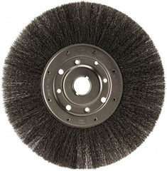 Osborn - 12" OD, 1-1/4" Arbor Hole, Crimped Steel Wheel Brush - 1/2" Face Width, 3" Trim Length, 0.0104" Filament Diam, 3,000 RPM - A1 Tooling