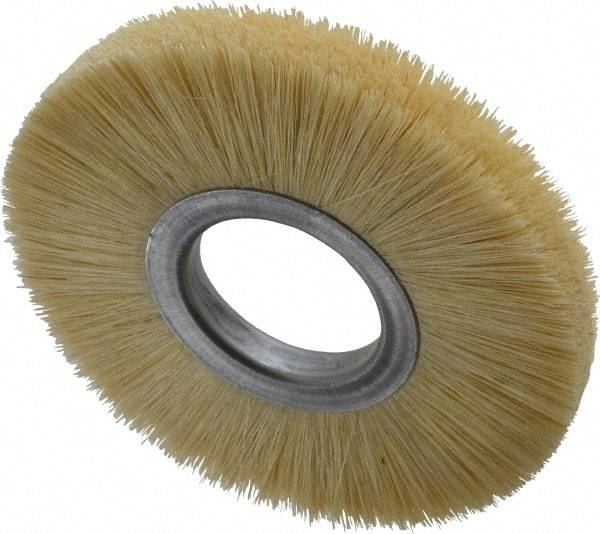 Osborn - 6" OD, 2" Arbor Hole, Crimped Natural Fiber Wheel Brush - 17/32" Face Width, 1-5/8" Trim Length, 6,000 RPM - A1 Tooling