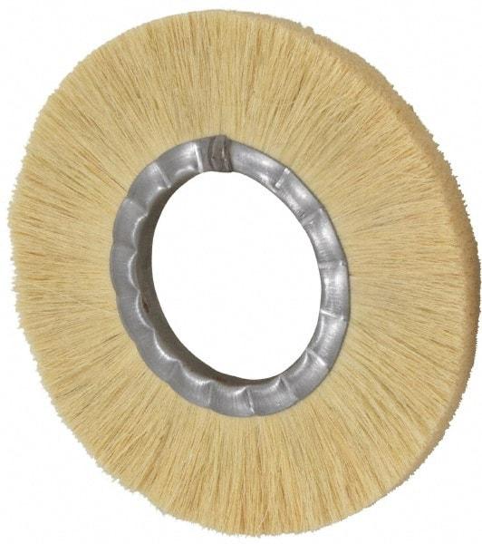 Osborn - 8" OD, 3-1/4" Arbor Hole, Crimped Natural Fiber Wheel Brush - 17/32" Face Width, 1-7/8" Trim Length, 4,800 RPM - A1 Tooling