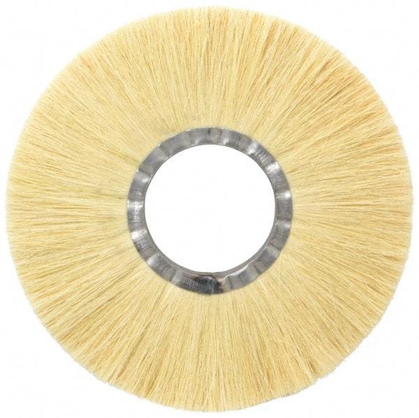 Osborn - 10" OD, 3-1/4" Arbor Hole, Crimped Natural Fiber Wheel Brush - 17/32" Face Width, 2-7/8" Trim Length, 4,250 RPM - A1 Tooling