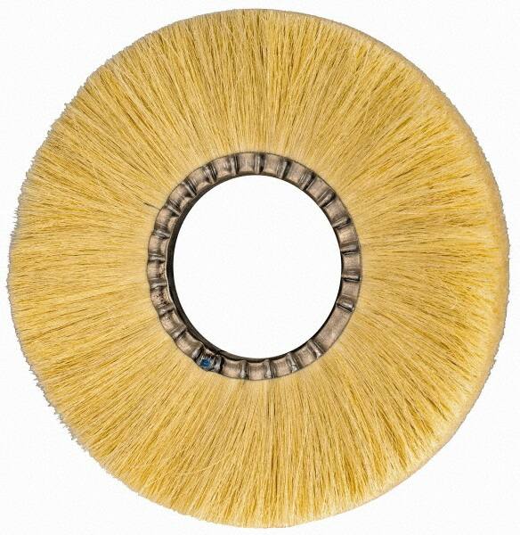 Osborn - 12" OD, 4-1/4" Arbor Hole, Crimped Natural Fiber Wheel Brush - 17/32" Face Width, 3-3/8" Trim Length, 3,600 RPM - A1 Tooling