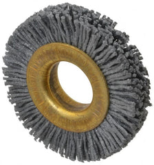 Osborn - 1-1/2" OD, 1/2" Arbor Hole, Crimped Nylon Wheel Brush - 1/4" Face Width, 1/4" Trim Length, 20,000 RPM - A1 Tooling