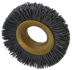 Osborn - 1-1/2" OD, 1/2" Arbor Hole, Crimped Nylon Wheel Brush - 1/4" Face Width, 1/4" Trim Length, 20,000 RPM - A1 Tooling