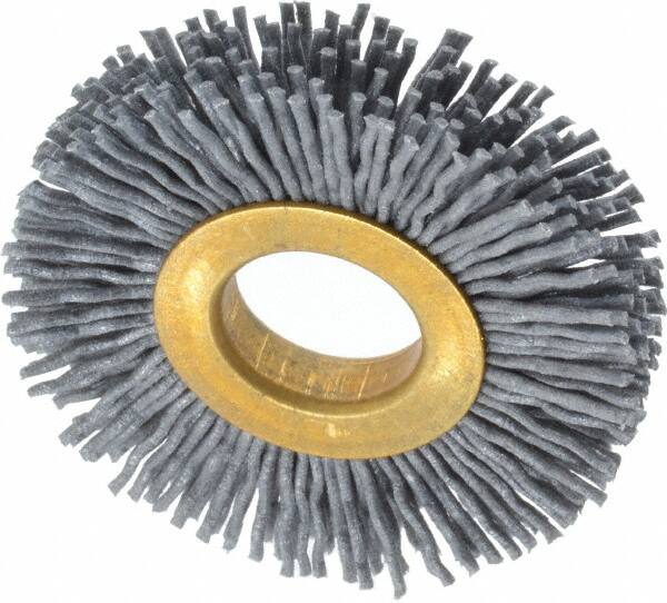 Osborn - 2" OD, 5/8" Arbor Hole, Crimped Nylon Wheel Brush - 3/8" Face Width, 7/16" Trim Length, 15,000 RPM - A1 Tooling