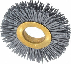 Osborn - 2" OD, 5/8" Arbor Hole, Crimped Nylon Wheel Brush - 3/8" Face Width, 7/16" Trim Length, 15,000 RPM - A1 Tooling