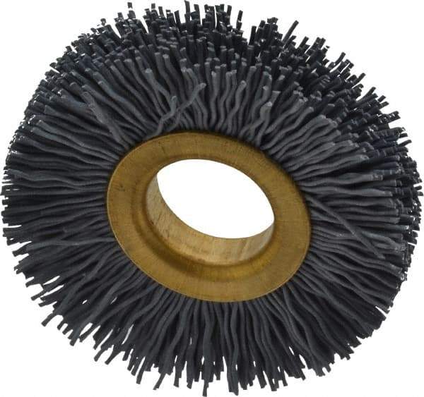 Osborn - 2" OD, 5/8" Arbor Hole, Crimped Nylon Wheel Brush - 3/8" Face Width, 7/16" Trim Length, 15,000 RPM - A1 Tooling