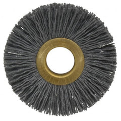 Osborn - 2-1/2" OD, 5/8" Arbor Hole, Crimped Nylon Wheel Brush - 3/8" Face Width, 11/16" Trim Length, 15,000 RPM - A1 Tooling