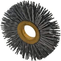 Osborn - 2-1/2" OD, 5/8" Arbor Hole, Crimped Nylon Wheel Brush - 3/8" Face Width, 11/16" Trim Length, 15,000 RPM - A1 Tooling