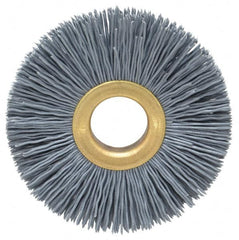 Osborn - 2-1/2" OD, 5/8" Arbor Hole, Crimped Nylon Wheel Brush - 3/8" Face Width, 11/16" Trim Length, 15,000 RPM - A1 Tooling