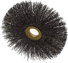 Osborn - 4" OD, 5/8" Arbor Hole, Crimped Steel Wheel Brush - 3/16" Face Width, 1-1/2" Trim Length, 0.014" Filament Diam, 15,000 RPM - A1 Tooling