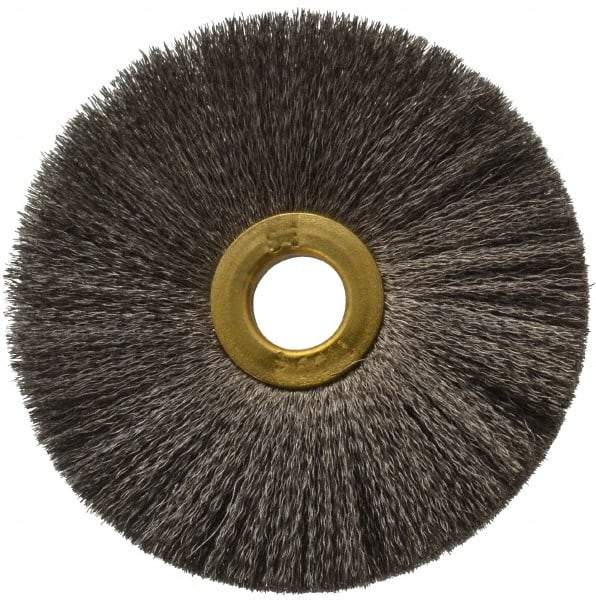 Osborn - 3" OD, 1/2" Arbor Hole, Crimped Stainless Steel Wheel Brush - 1/4" Face Width, 1" Trim Length, 0.005" Filament Diam, 20,000 RPM - A1 Tooling