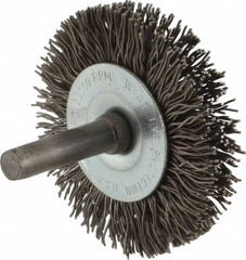 Osborn - 2" OD, 1/4" Shank Diam, Crimped Steel Wheel Brush - 3/8" Face Width, 7/16" Trim Length, 0.02" Filament Diam, 25,000 RPM - A1 Tooling