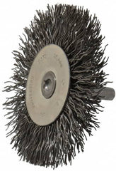 Osborn - 3" OD, 1/4" Shank Diam, Crimped Steel Wheel Brush - 7/16" Face Width, 3/4" Trim Length, 0.02" Filament Diam, 25,000 RPM - A1 Tooling