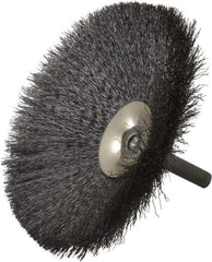 Osborn - 4" OD, 1/4" Shank Diam, Crimped Steel Wheel Brush - 1/2" Face Width, 1-7/16" Trim Length, 0.006" Filament Diam, 15,000 RPM - A1 Tooling