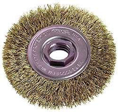 Osborn - 4" OD, M10x1.50 Arbor Hole, Crimped Steel Wheel Brush - 1/2" Face Width, 7/8" Trim Length, 0.014" Filament Diam, 15,000 RPM - A1 Tooling