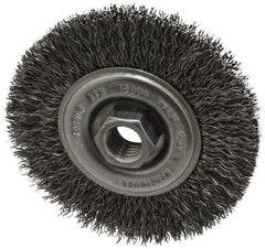 Osborn - 4" OD, 5/8-11 Arbor Hole, Crimped Steel Wheel Brush - 1/2" Face Width, 0.014" Filament Diam, 15,000 RPM - A1 Tooling