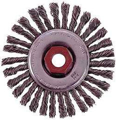 Osborn - 4" OD, 3/8-24 Arbor Hole, Knotted Stainless Steel Wheel Brush - 1/4" Face Width, 7/8" Trim Length, 0.02" Filament Diam, 20,000 RPM - A1 Tooling