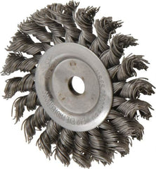 Osborn - 3" OD, 3/8" Arbor Hole, Knotted Steel Wheel Brush - 3/8" Face Width, 5/8" Trim Length, 0.02" Filament Diam, 25,000 RPM - A1 Tooling