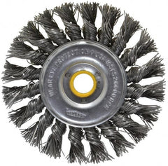 Osborn - 4" OD, 5/8" Arbor Hole, Knotted Steel Wheel Brush - 5/16" Face Width, 7/8" Trim Length, 0.02" Filament Diam, 20,000 RPM - A1 Tooling