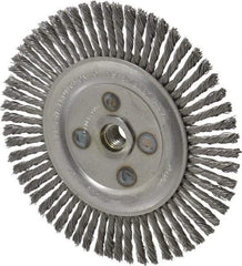 Osborn - 6-1/2" OD, 5/8-11 Arbor Hole, Knotted Steel Wheel Brush - 3/16" Face Width, 1-1/4" Trim Length, 0.02" Filament Diam, 12,000 RPM - A1 Tooling