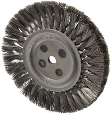 Osborn - 8" OD, 5/8" Arbor Hole, Knotted Steel Wheel Brush - 5/8" Face Width, 1-11/16" Trim Length, 0.014" Filament Diam, 8,500 RPM - A1 Tooling