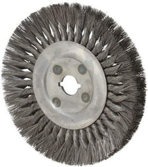 Osborn - 10" OD, 1-1/4" Arbor Hole, Knotted Steel Wheel Brush - 5/8" Face Width, 2-1/4" Trim Length, 0.014" Filament Diam, 4,500 RPM - A1 Tooling