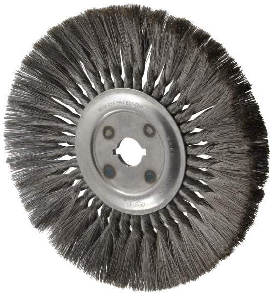 Osborn - 12" OD, 1-1/4" Arbor Hole, Knotted Steel Wheel Brush - 5/8" Face Width, 0.0118" Filament Diam, 4,500 RPM - A1 Tooling