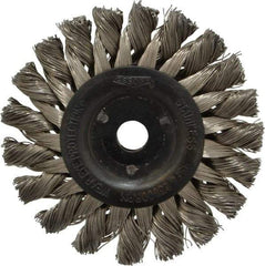 Osborn - 3" OD, 3/8" Arbor Hole, Knotted Stainless Steel Wheel Brush - 3/8" Face Width, 5/8" Trim Length, 0.014" Filament Diam, 25,000 RPM - A1 Tooling